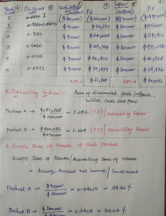 I PN Year ( P.V. Factor ② Tuplow carlinklar Coutflow) P.V Couplow) ($701000) ($260.000) $44101000) ($470100 0.71870.8475 $763