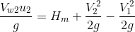 \frac{V_{w2}u_2}{g}=H_m+\frac{V^2_2}{2g}-\frac{V^2_1}{2g}
