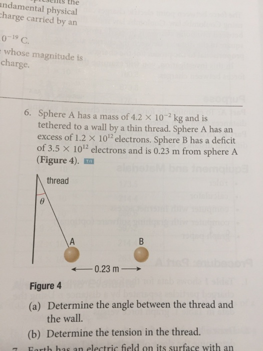 Pilsents the andamental physical Charge carried by an 0-19 C. - whose magnitude is charge. 6. Sphere A has a mass of 4.2 x 1
