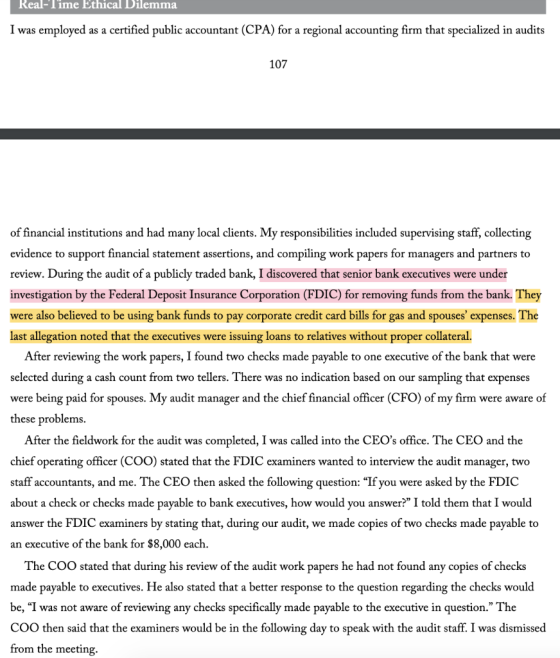 Real-Time Ethical Dilemma I was employed as a certified public accountant (CPA) for a regional accounting firm that specializ