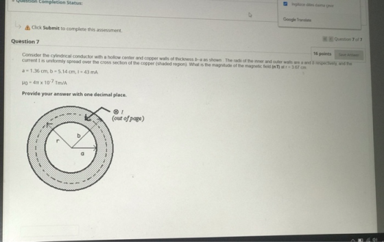 Question Completion Status: Google Trans Click Submit to complete this assessment e Question 7067 Question 7 16 points Consid