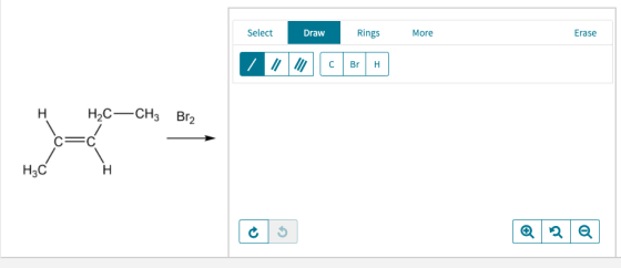 Select Draw Rings More Erase H H2C—CH3 Bra C= C HĆ H. @ 22