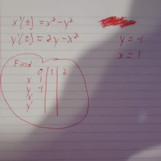 X (t) = xd_ya y (t) = dy-xa y=- x=1 Find 2 x X ㅓ >