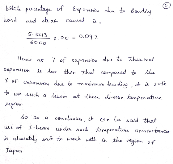 5 While percentage of Expansion due to Bending load and strain caused as , 5.8213 X 100 = 0.09% GOOO Hence as % of expansion