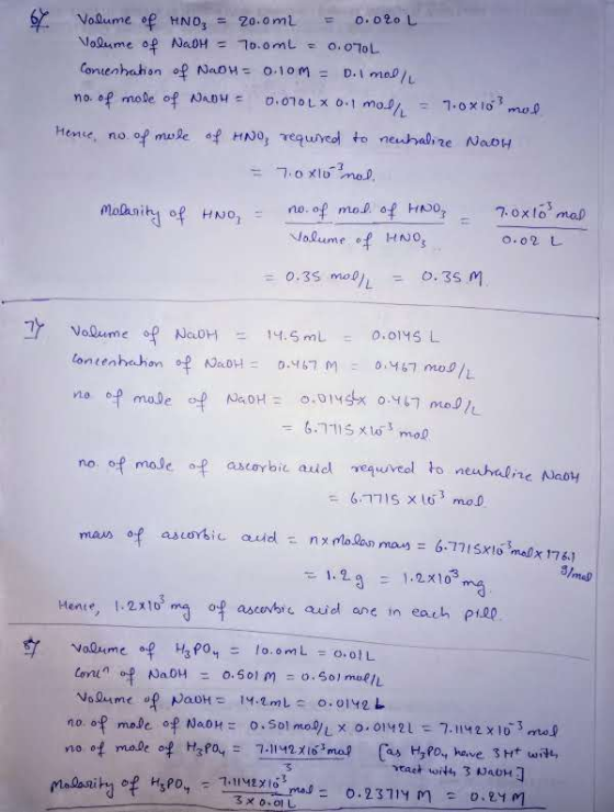Volume of HND, = 20.0ml = 0.020 L Volume of NaOH = 70.0mL = 0.070L Conienbation of NaOH = 0.10M = D.Imol/L no of mode of Nadu