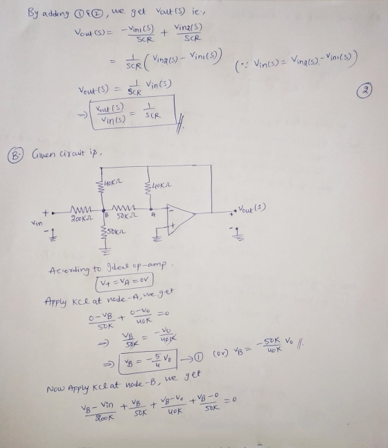 By adding & we get vaut (s) ie, Vout (S) = – Vinics) Vinals) + SCR SCR SCR See (Vingis) – Vini (9) (Vincs) = Vinals) - Vinils