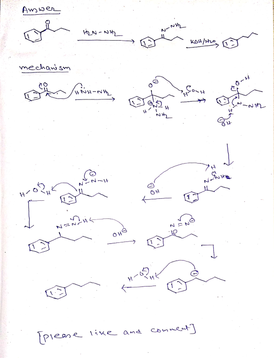 Amwer كما تقدمه من مسن حل HN - NH KOH/ho mechanism /H NH-NH 1 1 . ^ z NENCH INÓ Olle lease like and comment]