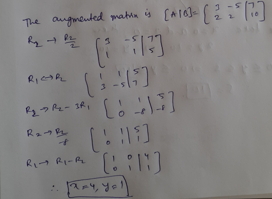 The augmented mation is [A16]- ( 12 25 170] R he 13] RICAR 3 Is (s Cools Rq -> R- BR, 3RiL R3-1 1.113 o RL RI-R ( X=4, yal