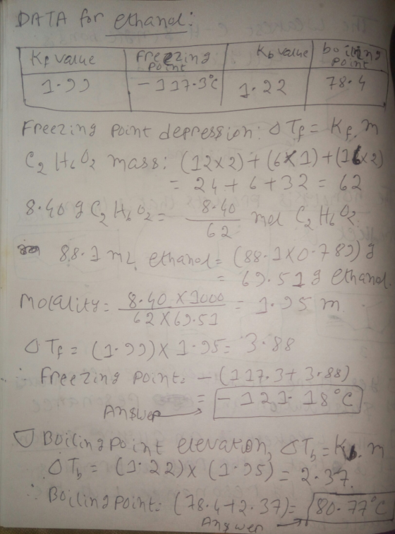 DATA r ethanol pome Point 1-5う 22 78 ,8.4 &B O XAooó freezns point (111. 3 3-88) ans wen