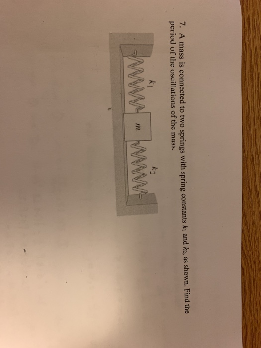 1. A mass is connected to two springs with spring constants ki and k2, as shown. Find the period of the oscillations of the m