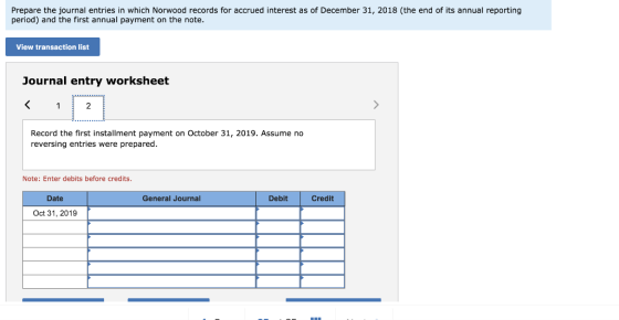 Prepare the journal entries in which Norwood records for accrued interest as of December 31, 2018 (the end of its annual repo