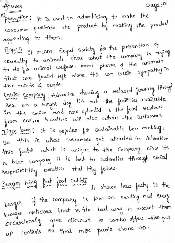 page: 01 RSPCA It means Sea on a Inswer penception: It is used in advertising to make the consumer purchase the product by ma