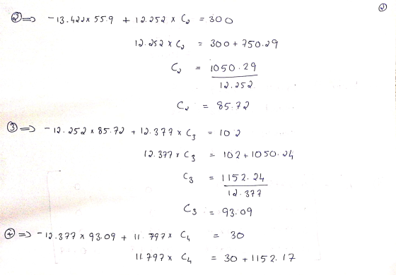 D=) -13.५२२x 55:१ + 12. २5२ x C, = 300 10.25 २ x ८, = 300 + 250.२१ C, - 1050.29 । २. 25२. C, = 85.१२ . 3 ) - 1२ . २5२ x 85.70