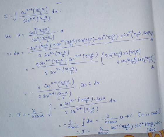 I- -S Cash-Enta) da. sinnt! (2-a) Cash (ata) w u= nsinky sin =) du = sin -Sinn (ra) neos **/24 a) SIMPLEO ) -cos (reta). (