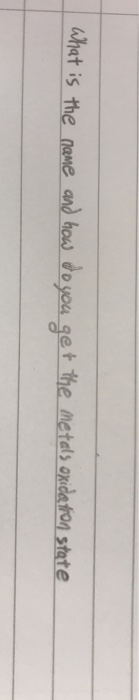What is the name and how do you get the metals oxidation state