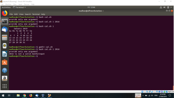 - X ubuntu18 [Running] - Oracle VM VirtualBox File Machine View Input Devices Help Activities Terminal Fri 12:44 madhav@siftw