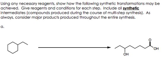 Using any necessary reagents, show how the following synthetic transformations may be achieved. Give reagents and conditions