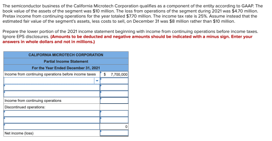 The semiconductor business of the California Microtech Corporation qualifies as a component of the entity according to GAAP.