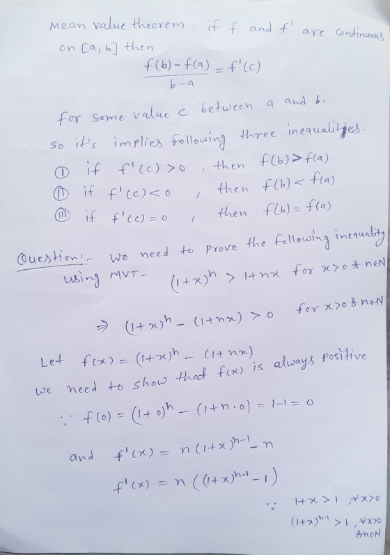 mean value thecrem on Cai b then f and f ae Candinueu f(b) f(a)(c) for Seme value c betwcen a and s m plies folloung three ne