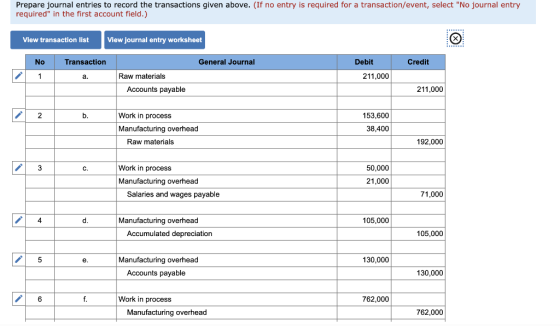 Prepare journal entries to record the transactions given above. (If no entry is required for a transaction/event, select No