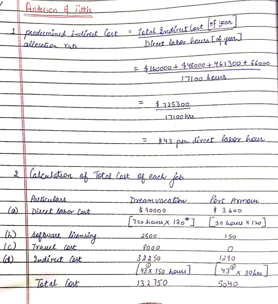 Anderson 5 littis Il piedumined indirect Cost = total Guadirut last Direct labeur heuss Iof year] u ladiret lost lof year] La