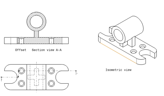 Offset Section view A-A Isometric view