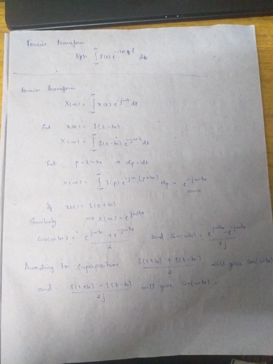 Tourile transform F 1P (4) e 1204 fourier bransform. X(w) * ct) é just at x ) = S(t -to) X(w) - I See-to & Jutat hat petto dp