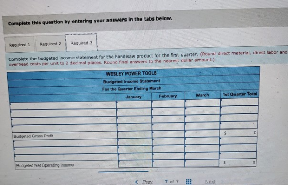 Complete this question by entering your answers in the tabs below. Required 1 Required 2 Required 3 Complete the budgeted inc