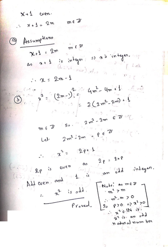 X+1 even .: +4 2 - me 2 m @ Assumptions mer X+1 = 2m as atd is integer = n is integer af se] ☺ :12= 2m-1 Casco 2 cm? Um of ?