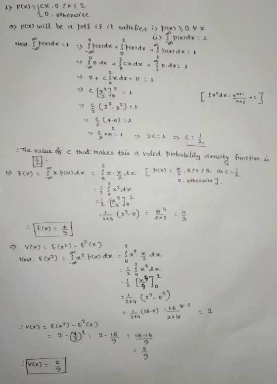 by PCX) = {CXC.0 <x52 Ro, otherwise ay p(x) will be a pas if it satisfies is penny, oxx Now. fpcodx = 1 -> ] penodx üs powdx=