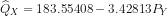\widehat Q_X = 183.55408 - 3.42813 P_Y