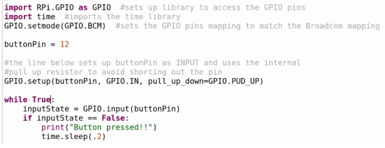 import RPi GPIO as GPIO #sets up library to access the GPIO pins import time #imports the time library GPIO.setmode (GPIO.BCM