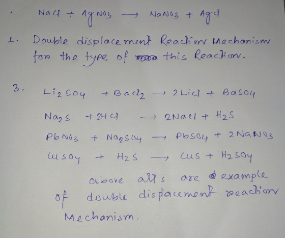 Naa 1. Nach + AgNO3 → NaNO3 + AG Double displacement Reaction Mechanism for the type of a this Reaction. 3. Liason Lirsoy & B