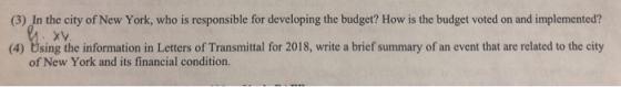 (3) In the city of New York, who is responsible for developing the budget? How is the budget voted on and implemented? (4) Us