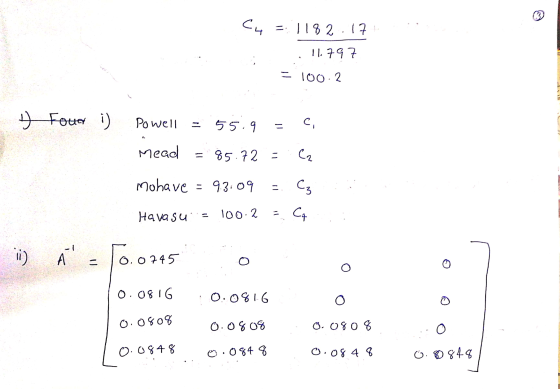 Cy = 1182.17 11.797 = 100.2 y Fotter i) Powell = 55.9 = C, Mead = 85.72 = 2 Mohave = 93.09 -. Cza Havasus 100.2 = CH i Å .
