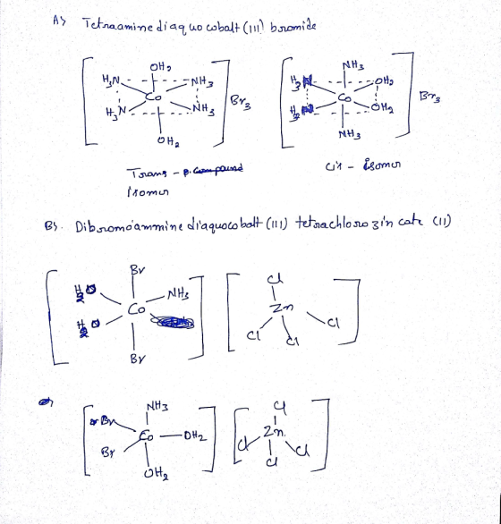 AS Tchaamime diag, ao cobalt (m) bs omae N H 3 Co BT3 .3 NH OH Tsoms p.poud Dibnomoammine ciaquoco Bv dl Co Cl BY NH3 OH