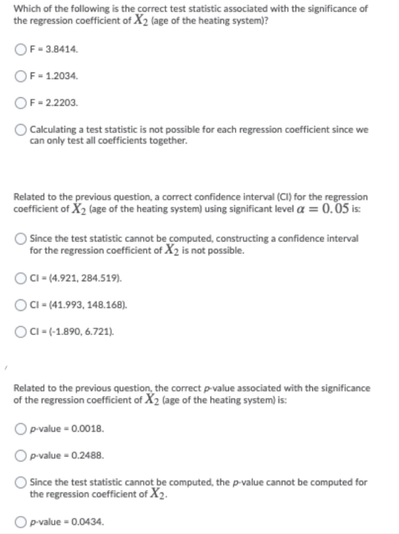 Which of the following is the correct test statistic associated with the significance of the regression coefficient of X2 (ag