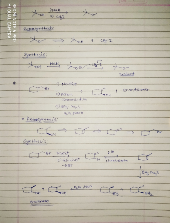 Ona Con 2) CHI MI DUAL CAMERA REDMI NOTE 6 PRO posynthests to Synthesis: don t chest product 1) Naoet -tenantiomer OH 2) Alke