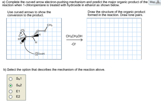 Complete the curved arrow electron-pushing mechani