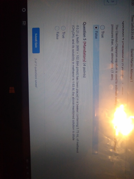 :00 Time Left:0:31:43 Daniel Martin: Attempt 1 סטזווץ דן ניטatiuaiוון דווטLiנסט - -ove The Clausius-Clapeyron equation is use