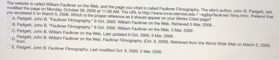The website is called William Faulkner on the Web, and the page you cited is called Faulkner Filmography. The sites author,