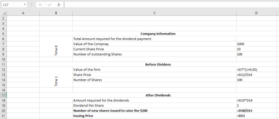 x ✓ fx Company Information Total Amount required for the dividend payment Value of the Compnay Current Share Price Number of