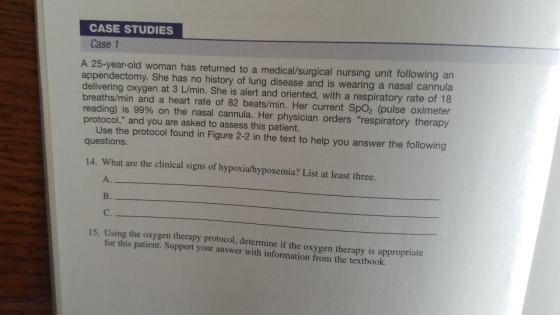 CASE STUDIES Case 1 A 25-year-old woman has returned to a medical/surgical nursing unit following arn appendectomy. She has n