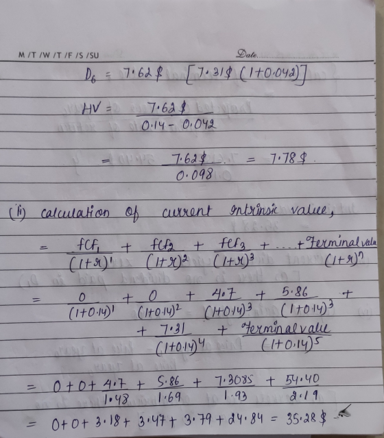 M/T/W /T/F /S /SU Do = 706df [7.31$ (1+0.041)] I HV = 7.6a & betaal 10.14 0.042 _ = = 1.784. 7.6 $ 0.098 0 (10) Calculation o
