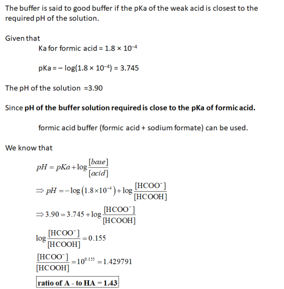 The buffer is said to good buffer if the pka of the weak acid is closest to the required pH of the solution. Given that Ka fo