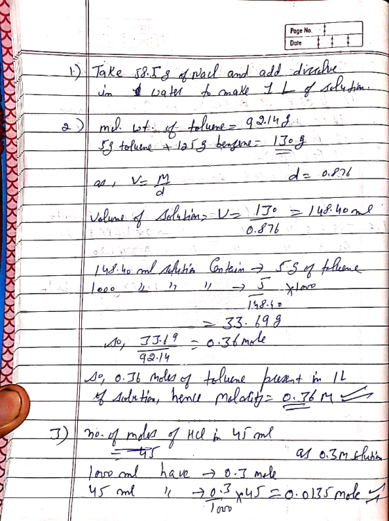 KK KKKKXXXXXXXXXXXXXXXXXXXXXX 1) Take 58.58 Aral and add direlve in water to make 1 L of solution mil. wt of tolume 99.149 1