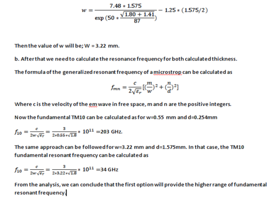 7.48 1.575 1.25 (1.575/2) W = V1.801.41 exp (50 87 Then the value ofw will be; W 3.22 mm. b. Afterthat we need to calcul ate