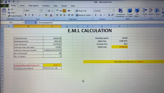 EMI - Microsoft Excel File Review View XI - | Home Insert Page Layout Page Layou Formulas Data * Cut Calibri 11 A A = Ee Copy