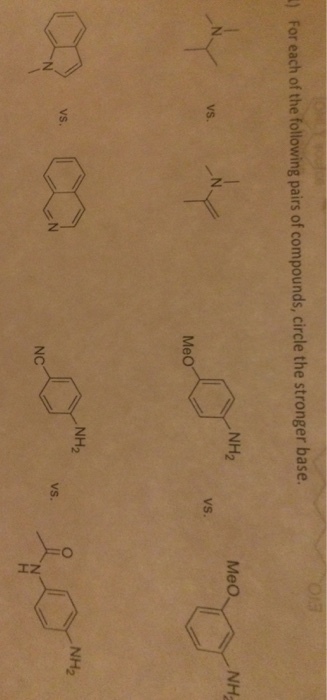 For each of the following pairs of compounds, circ