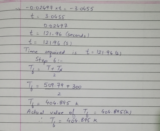 -0.02491 xt = -3.0455 t 3.04 55 0.02497 t (21.96 (seconds) t = 12196 (s) Time t-121.96 (S) qied is 6- Stक_ T+ T 17 2 509-79+